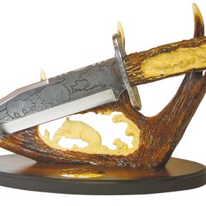 OEM  15in Bear Knife w Poly Deer Antler Stand (SG-KN8275BR)
