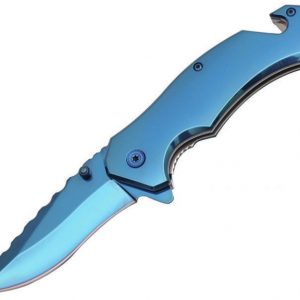 Razor Tactical 8" Titanium Spring Assisted Rescue Knife  Blue (RT-7040BL)